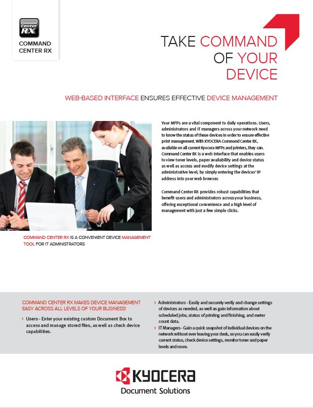 Kyocera, Software, Network, Device Management, Command Center Rx, Simplified Office Solutions